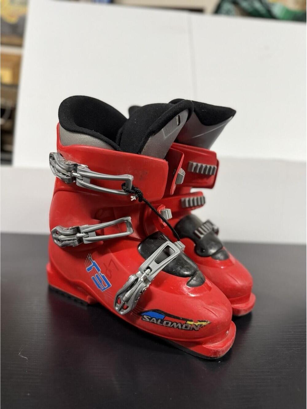 Vintage Salomon 306 Junior Ski Boots Red Size 26.5 Youth Downhill Alpine